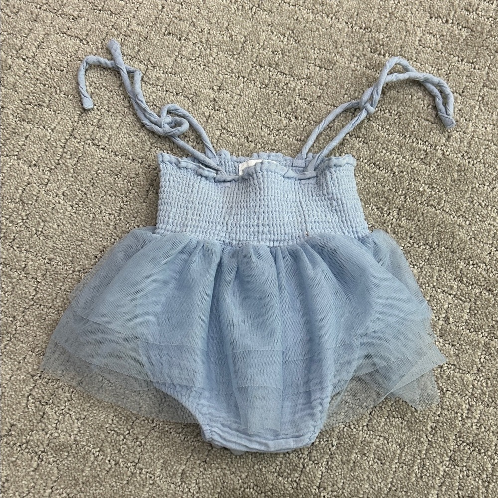 Light Blue Tulle Baby Romper